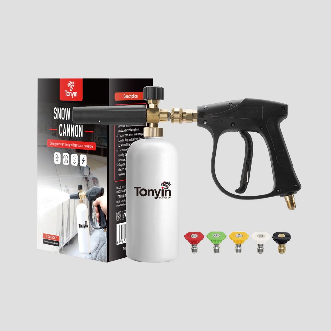SNOW FOAM CANNON (WITH SPRAY GUN AND PRESSURE WASHER NOZZLES)